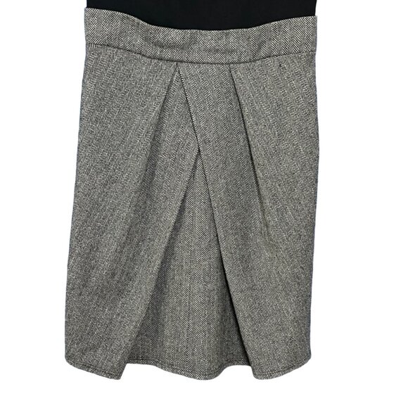 Prairie New York Black  Gray Pleated Wool Herringbone Dress Sleeveless Size LARG - Picture 4 of 7